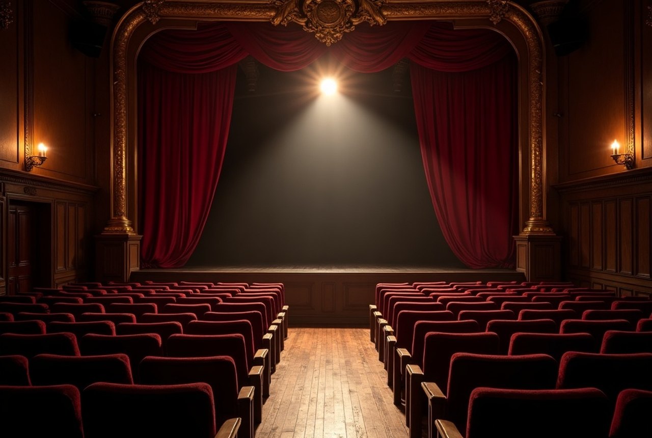 A rehearsal room interior at an Off-Broadway house