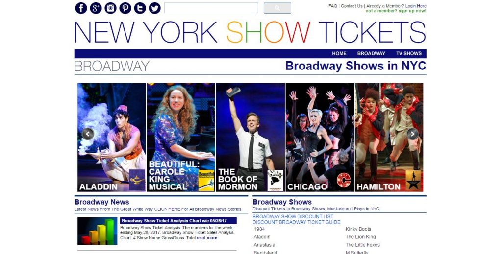 View of nytix.com website home